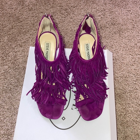 Steve Madden Fringly Purple Suede Size 8.5 - Picture 2 of 5
